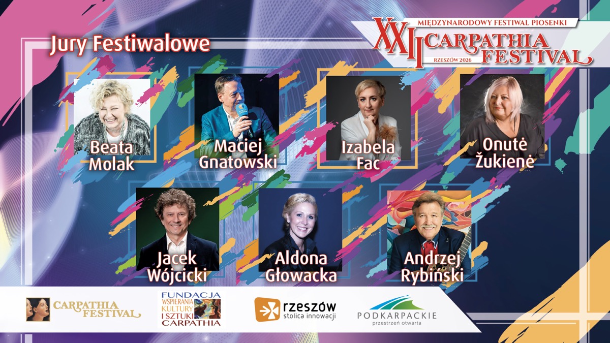 JURY XXII MIĘDZYNARODOWEGO FESTIWALU PIOSENKI CARPATHIA FESTIVAL – RZESZÓW 2026